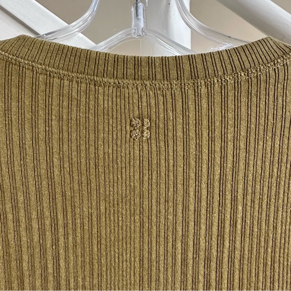 NWT Sweaty Betty Olive Green Ribbed Henley Long Sleeve Cotton Midi Dress Sz S - Picture 13 of 16